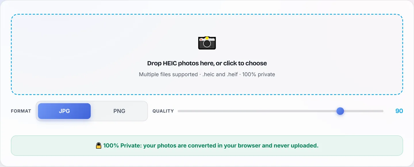 HEIC to JPG converter tool interface